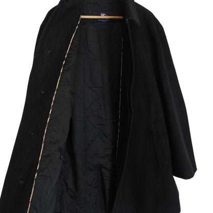 Vintage Burberry London Dark Grey Nova Check Cashmere Wool Blend Coat