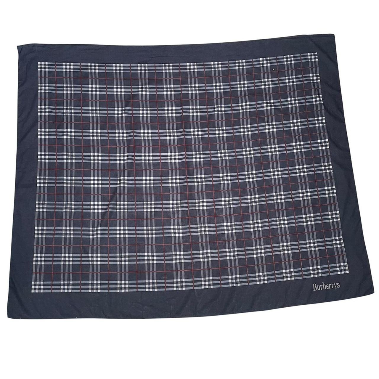 Vintage 90s Burberry Navy Blue Nova Check Cotton Square Scarf