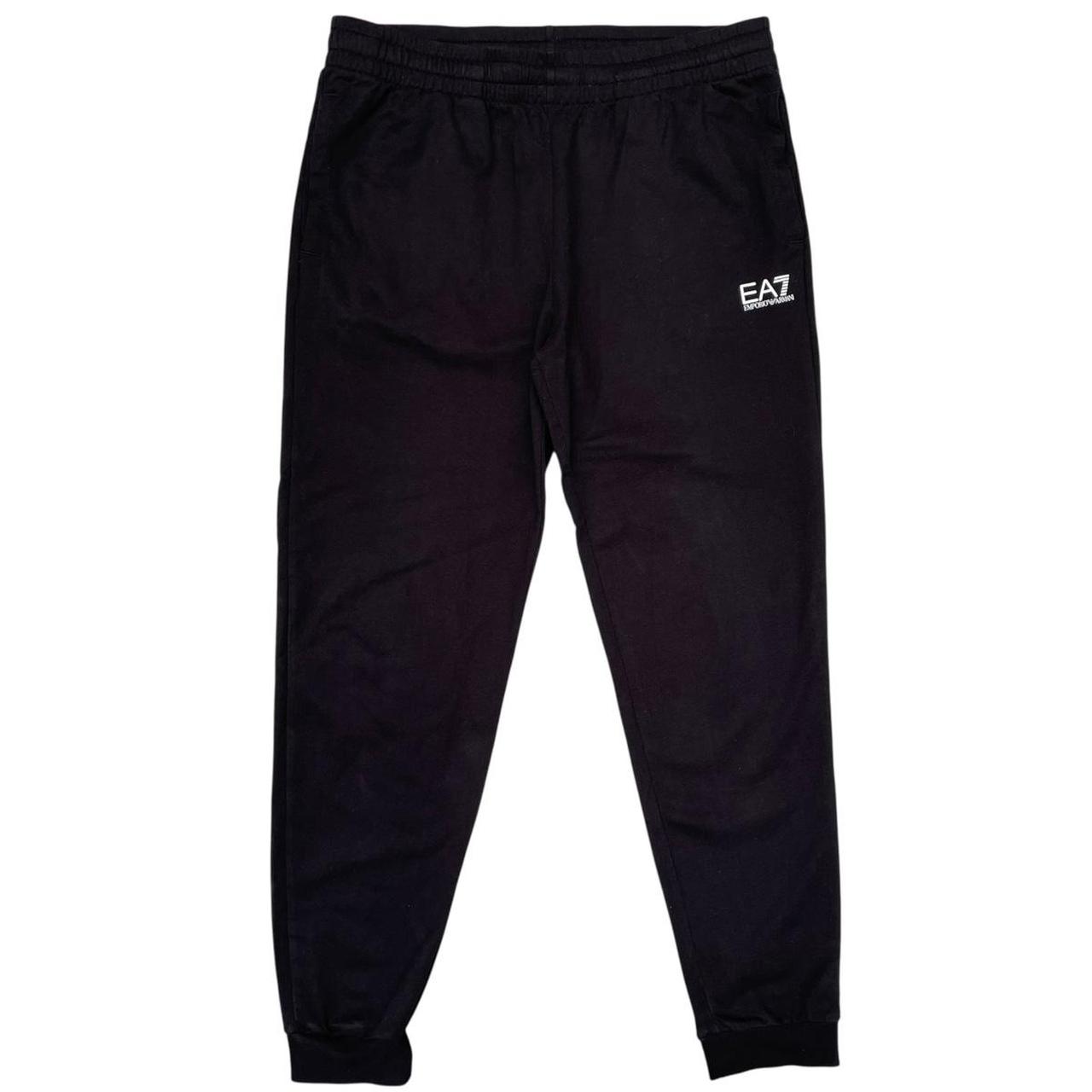 Emporio Armani EA7 Black and White Cotton Tracksuit Bottoms / Joggers