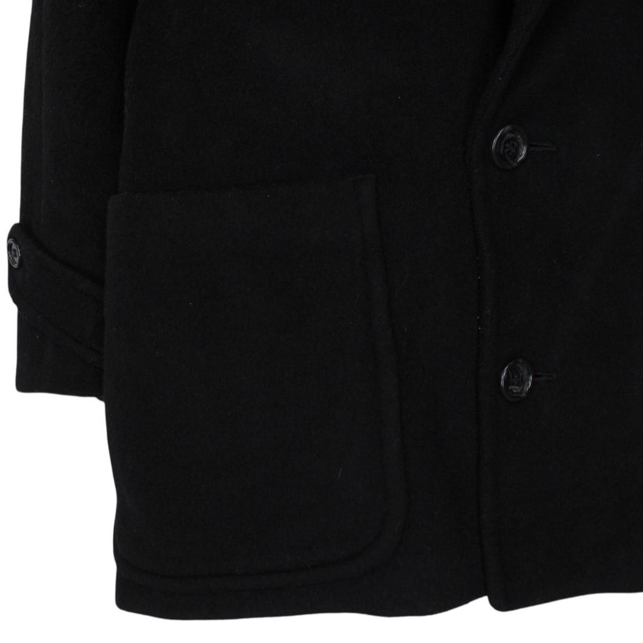 Vintage 90s Christian Dior Black Cashmere Wool Blend Double Breasted Coat