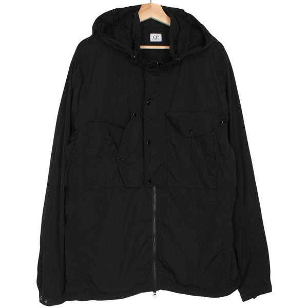 CP Company Black Full Zip Chrome-R Nylon Garment Dyed Goggle Jacket