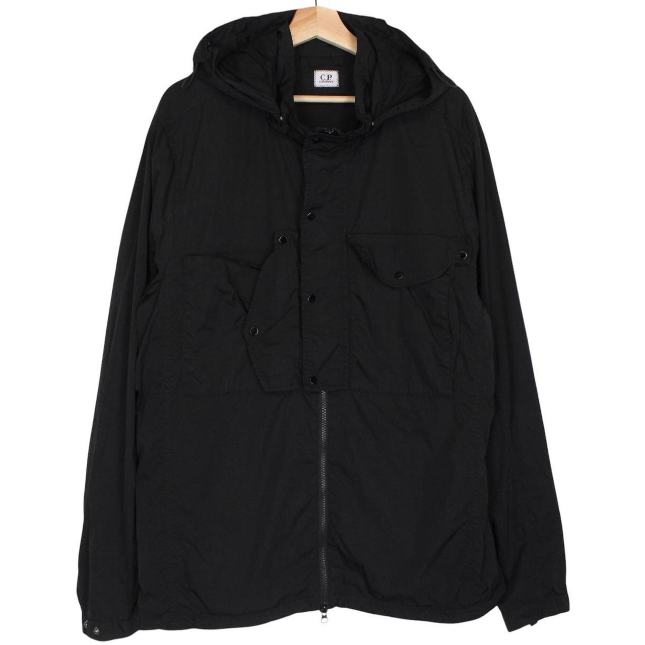 CP Company Black Full Zip Chrome-R Nylon Garment Dyed Goggle Jacket