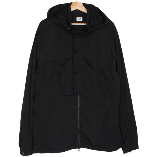 CP Company Black Full Zip Chrome-R Nylon Garment Dyed Goggle Jacket