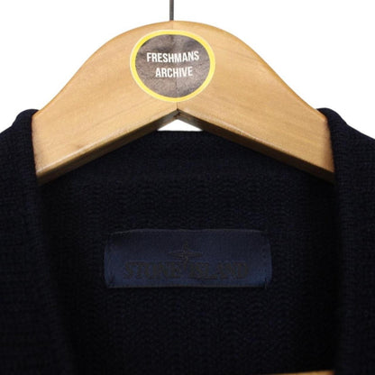 Stone Island Ghost AW 2022 Navy Blue Cashmere Knit Full Zip Jumper