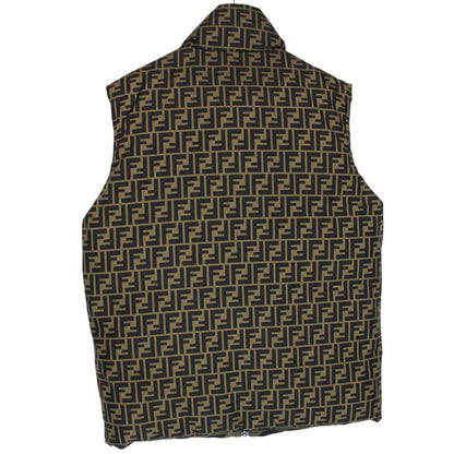 Fendi Brown and Black Zucca Monogram Reversible Down Gilet / Bodywarmer