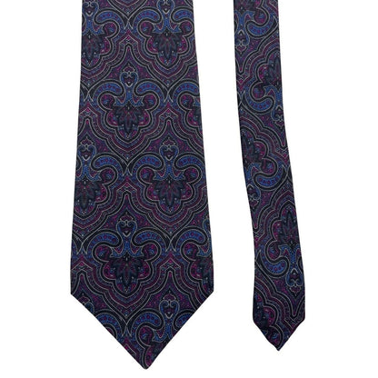 Givenchy purple tie with abstract print design in smooth polyester fabric.