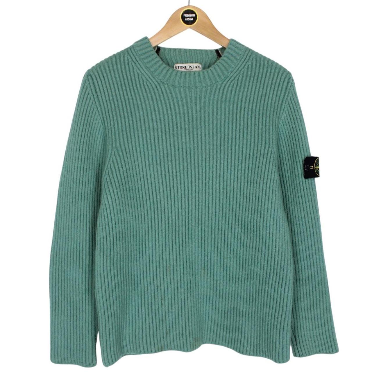 Vintage Stone Island AW 2005 Green Ribbed Wool Knit Jumper