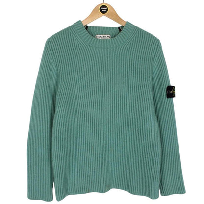 Vintage Stone Island AW 2005 Green Ribbed Wool Knit Jumper