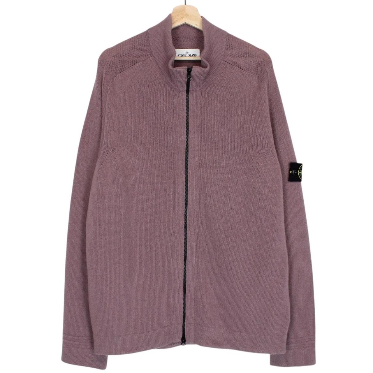 Stone Island AW 2018 Mauve Pink Wool Blend Knit Full Zip Jumper