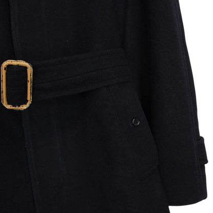 Vintage 90s Burberry Navy Blue Wool Belted Coat