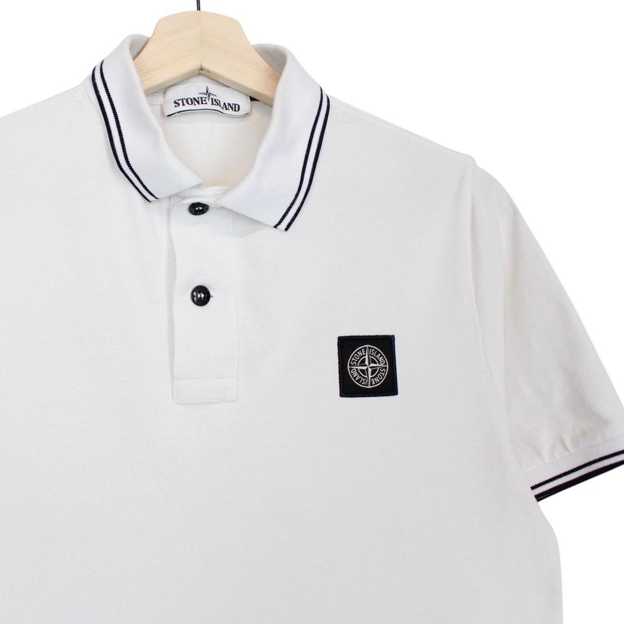 Stone Island White Short Sleeve Compass Cotton Polo Shirt
