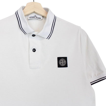 Stone Island White Short Sleeve Compass Cotton Polo Shirt