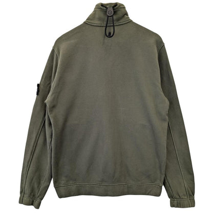 Stone Island AW 2020 Green Cotton 1/4 Zip Technical Smock Sweatshirt