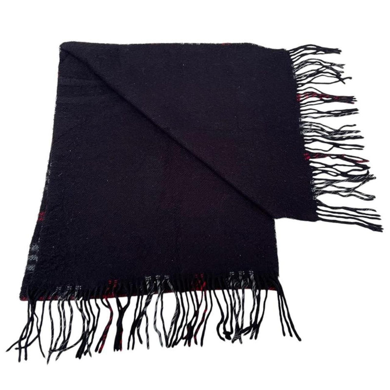 Vintage 90s Burberry Navy Blue Nova Check Lambswool Scarf
