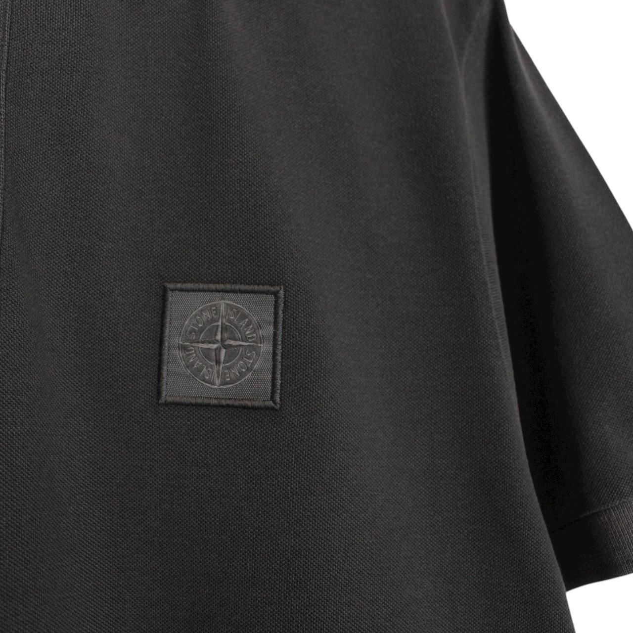 Stone Island Charcoal Grey Organic Cotton Short Sleeve Compass Polo Shirt