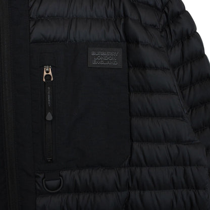 Burberry Black Lenham Logo Appliqué Packable Lightweight Down Jacket