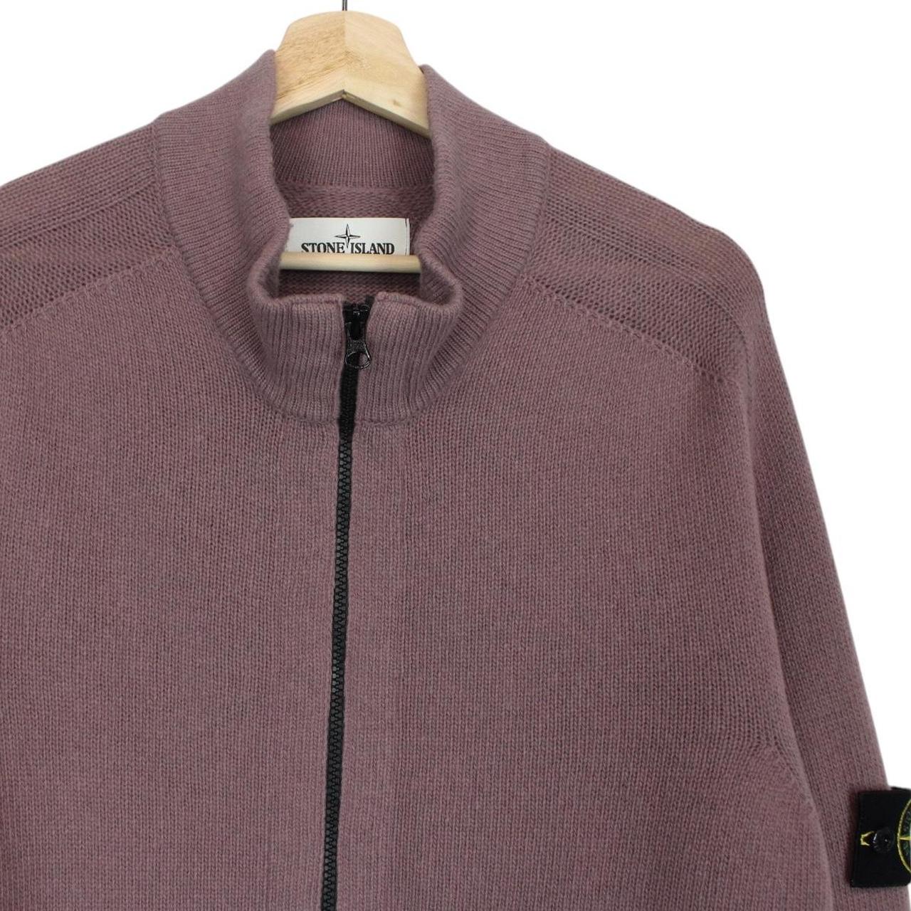 Stone Island AW 2018 Mauve Pink Wool Blend Knit Full Zip Jumper