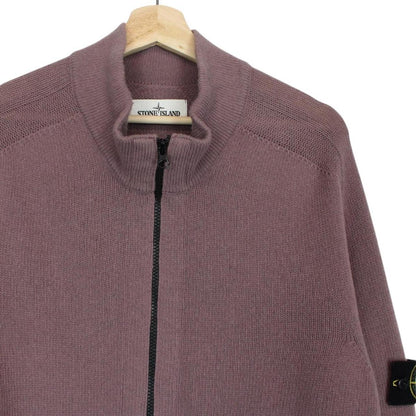 Stone Island AW 2018 Mauve Pink Wool Blend Knit Full Zip Jumper