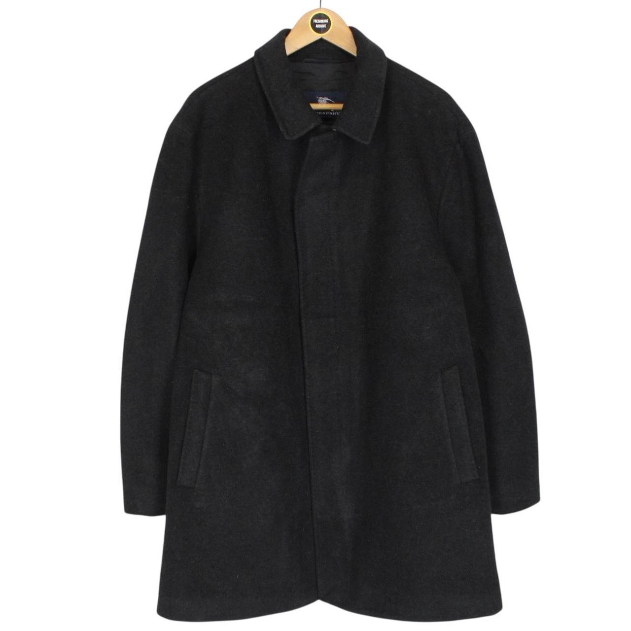 Vintage Burberry London Dark Grey Nova Check Cashmere Wool Blend Coat