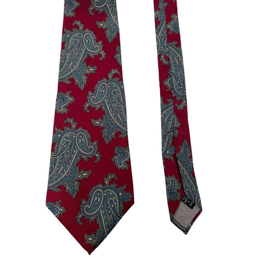 Vintage Christian Dior Burgundy Paisley Print Silk Tie