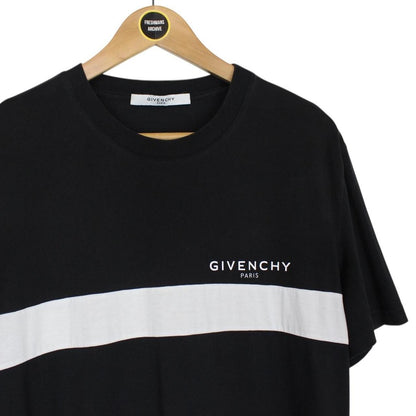 Givenchy Paris Black and White Angle Logo Short Sleeve Cotton T-Shirt