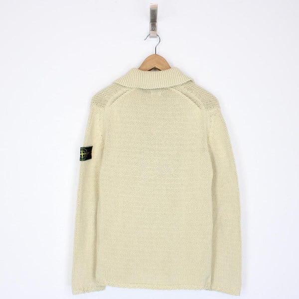 Vintage Stone Island SS 1998 Beige Green Edge Badge Cotton Knit Jumper