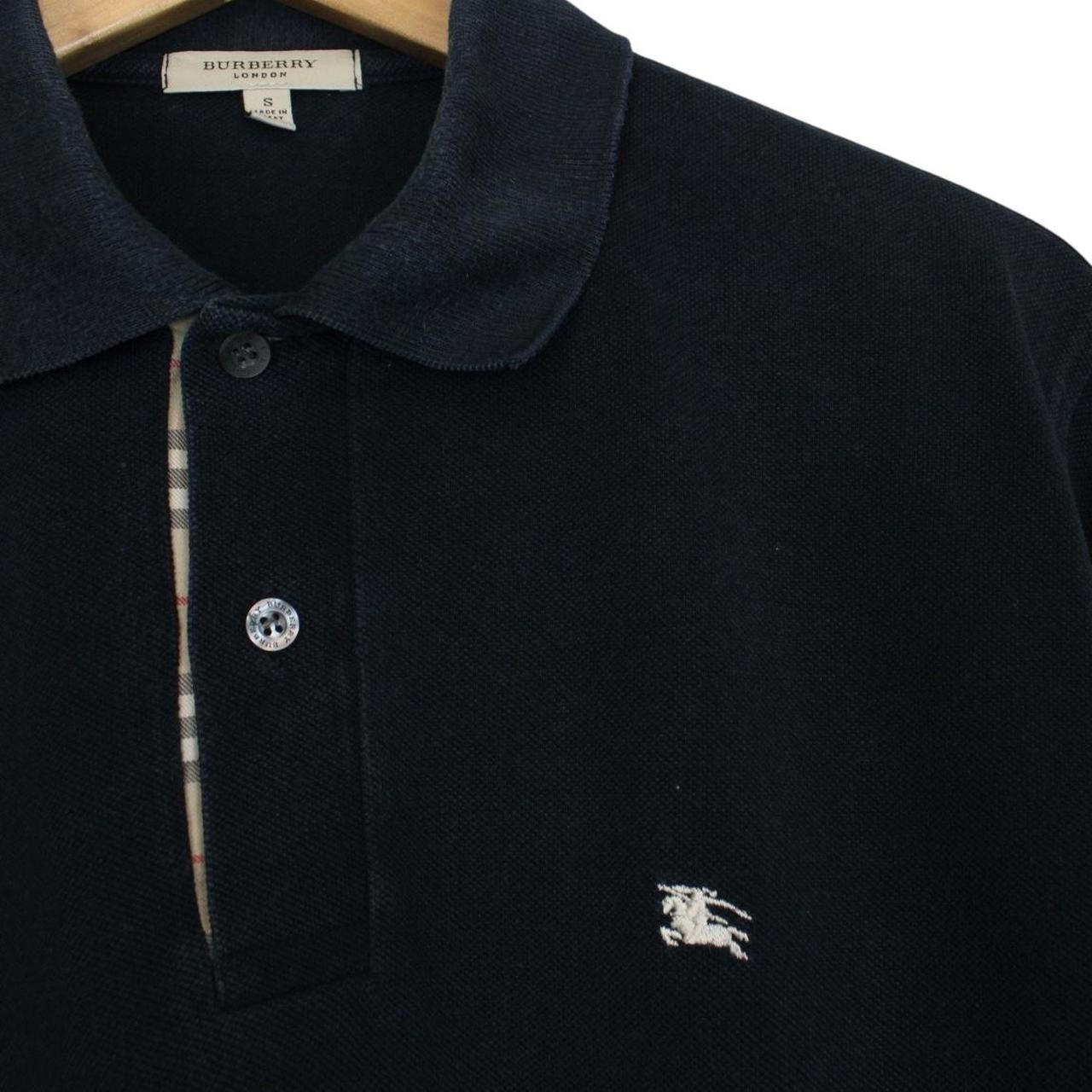 Burberry London Navy Blue Nova Check Short Sleeve Cotton Polo Shirt