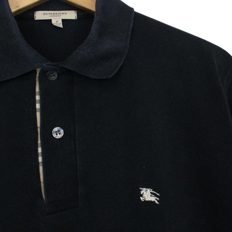 Burberry London Navy Blue Nova Check Short Sleeve Cotton Polo Shirt