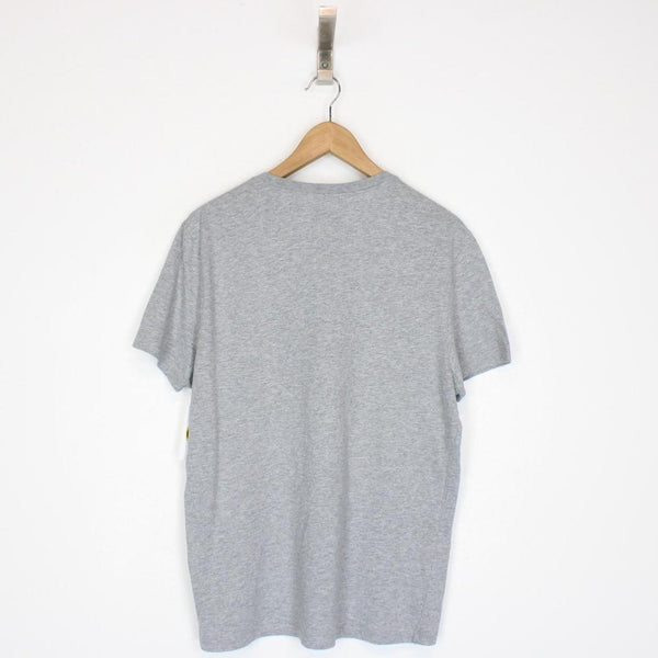 CP Company Grey and Black Oversized Logo Print Short Sleeve Cotton T-Shirt