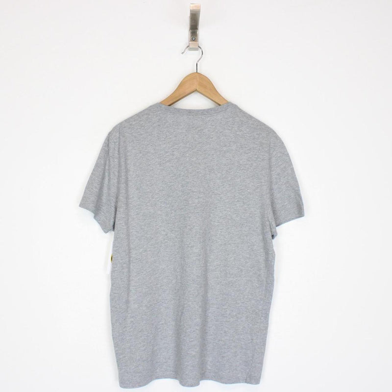 CP Company Grey and Black Oversized Logo Print Short Sleeve Cotton T-Shirt
