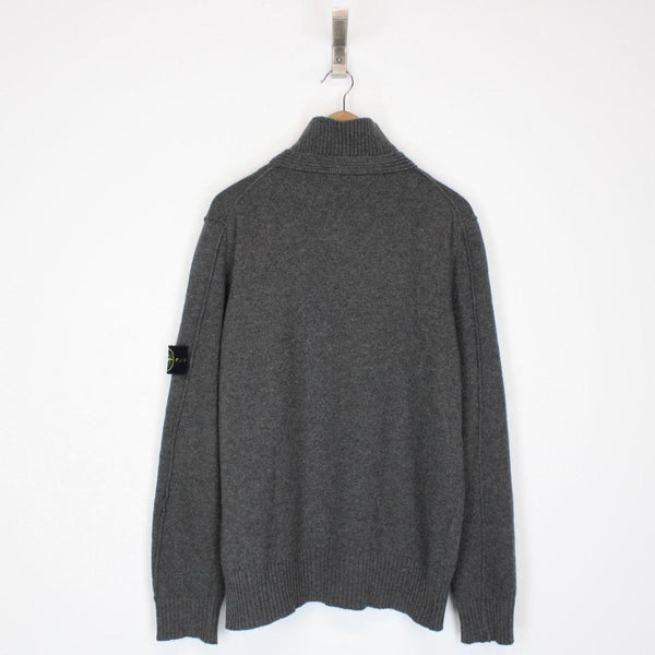 Vintage Stone Island AW 2009 Grey Wool Knit 1/4 Zip Jumper