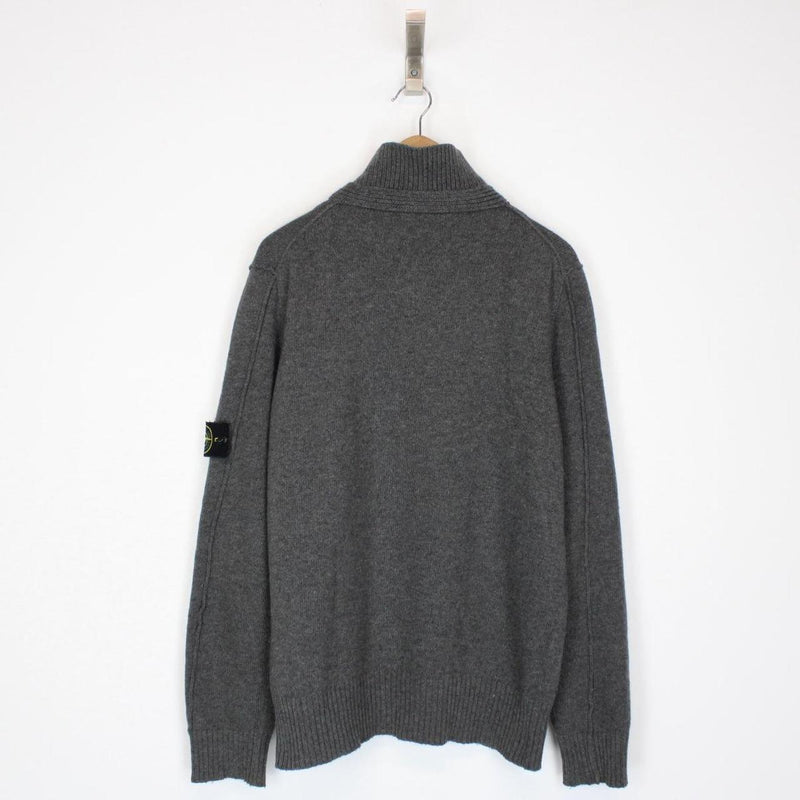Vintage Stone Island AW 2009 Grey Wool Knit 1/4 Zip Jumper