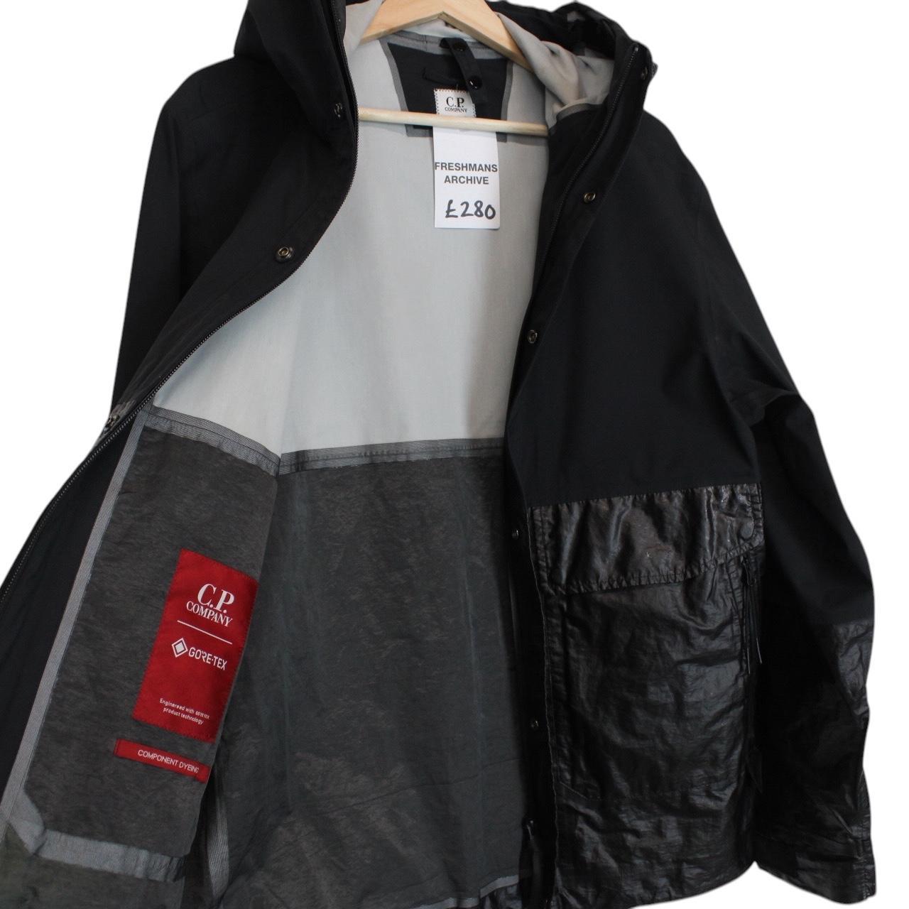 CP Company Black Goretex Infinium Full Zip Goggle Hooded Jacket