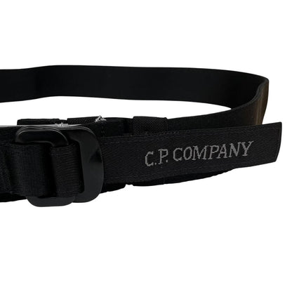 CP Company Black Herringbone Buckle Tape Belt