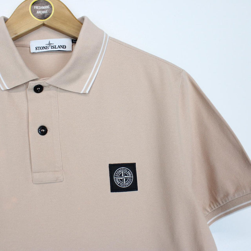 Stone Island Peach Short Sleeve Compass Cotton Polo Shirt