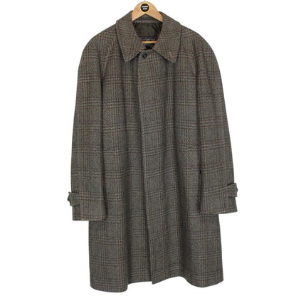 Vintage 90s Burberry Khaki Green Tweed Wool Overcoat