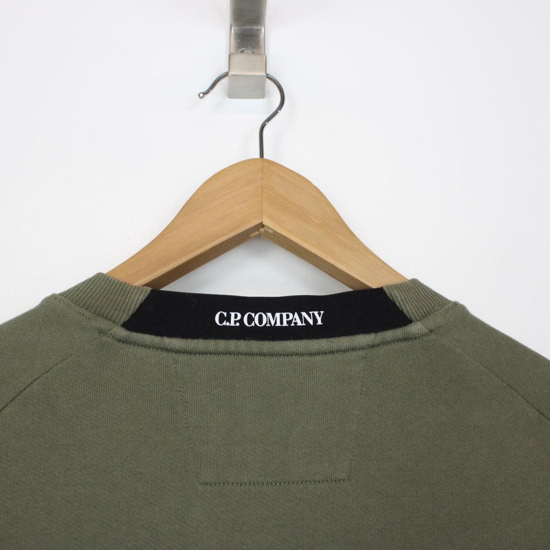 CP Company Khaki Green Goggle Lens Cotton Sweatshirt Jumper