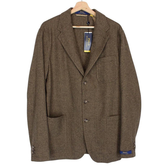 Polo Ralph Lauren brown herringbone wool blend sportcoat blazer with tags and logo.