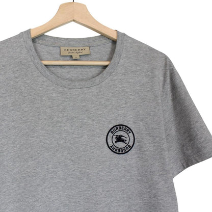 Burberry grey and black cotton pocket t-shirt with embroidered logo detail.