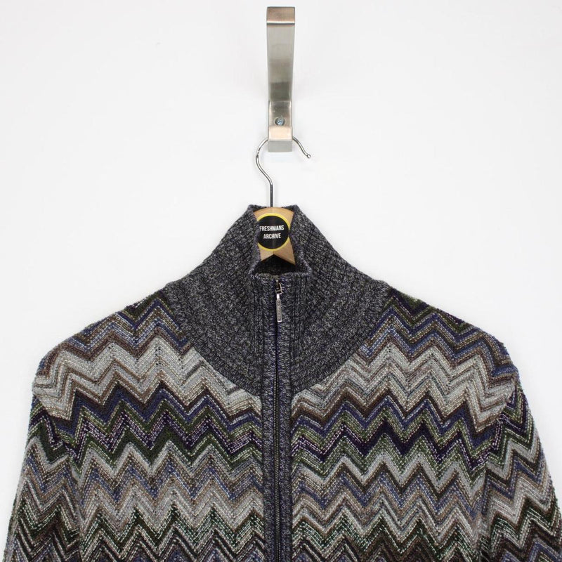 Missoni Multicoloured Striped Wool Knit Full Zip Jumper