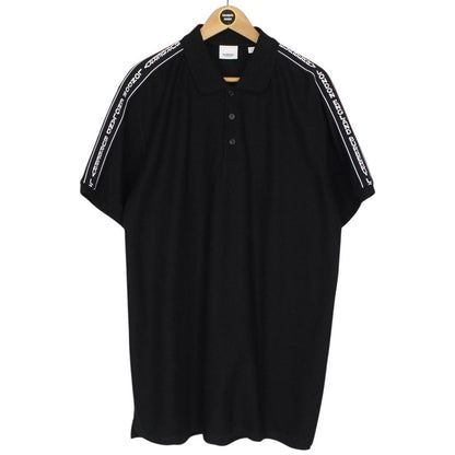 Burberry Black and White Tape Logo Short Sleeve Cotton Polo Shirt