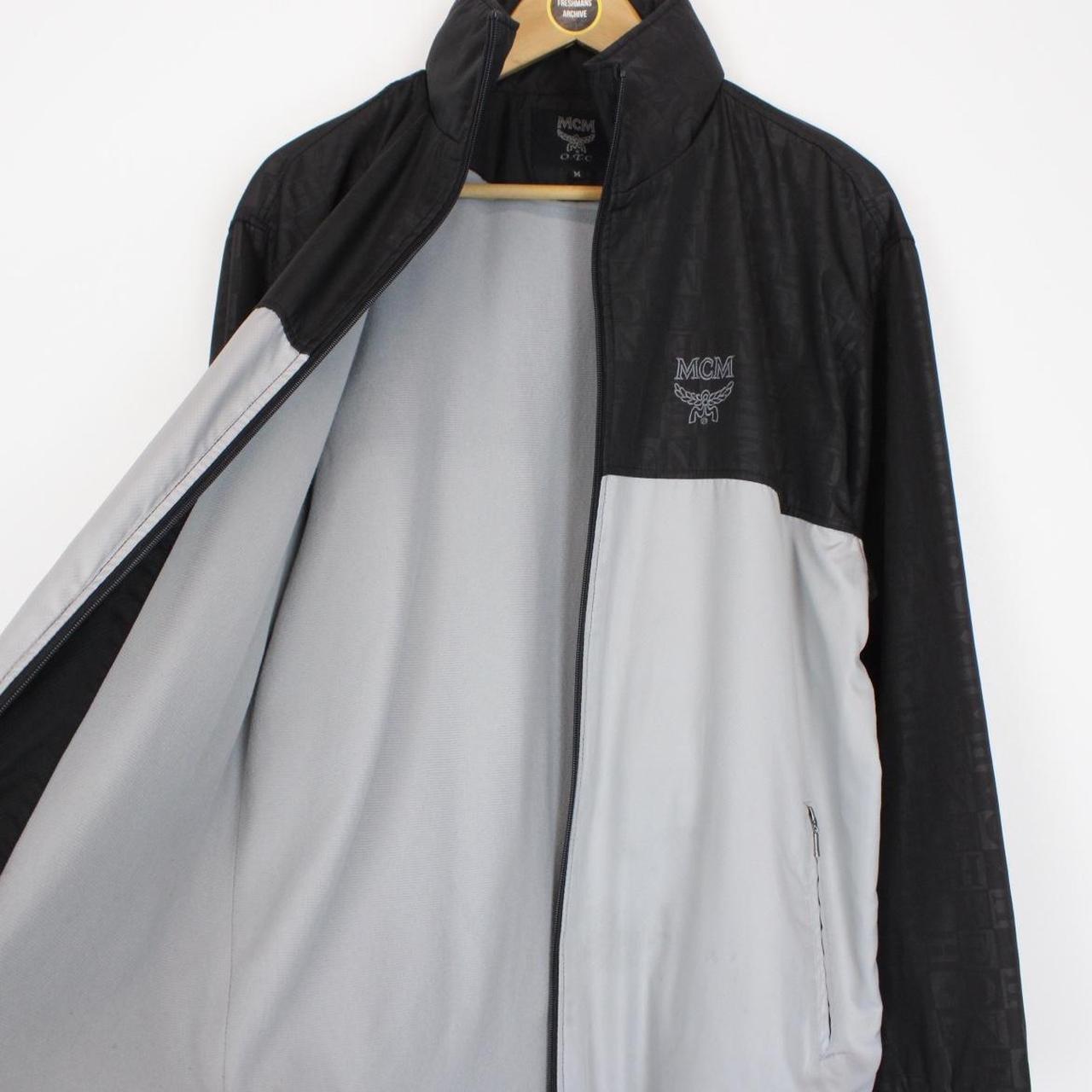 Vintage 90s MCM Grey and Black Full Zip Logo Jacket
