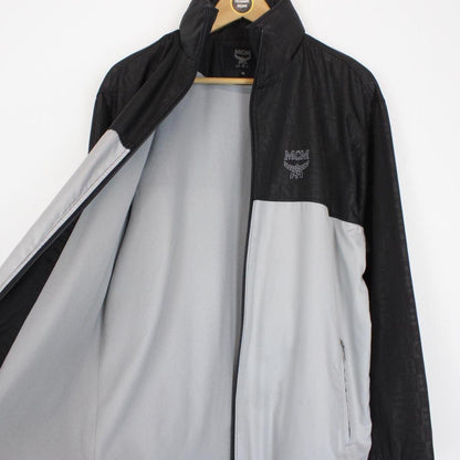 Vintage 90s MCM Grey and Black Full Zip Logo Jacket