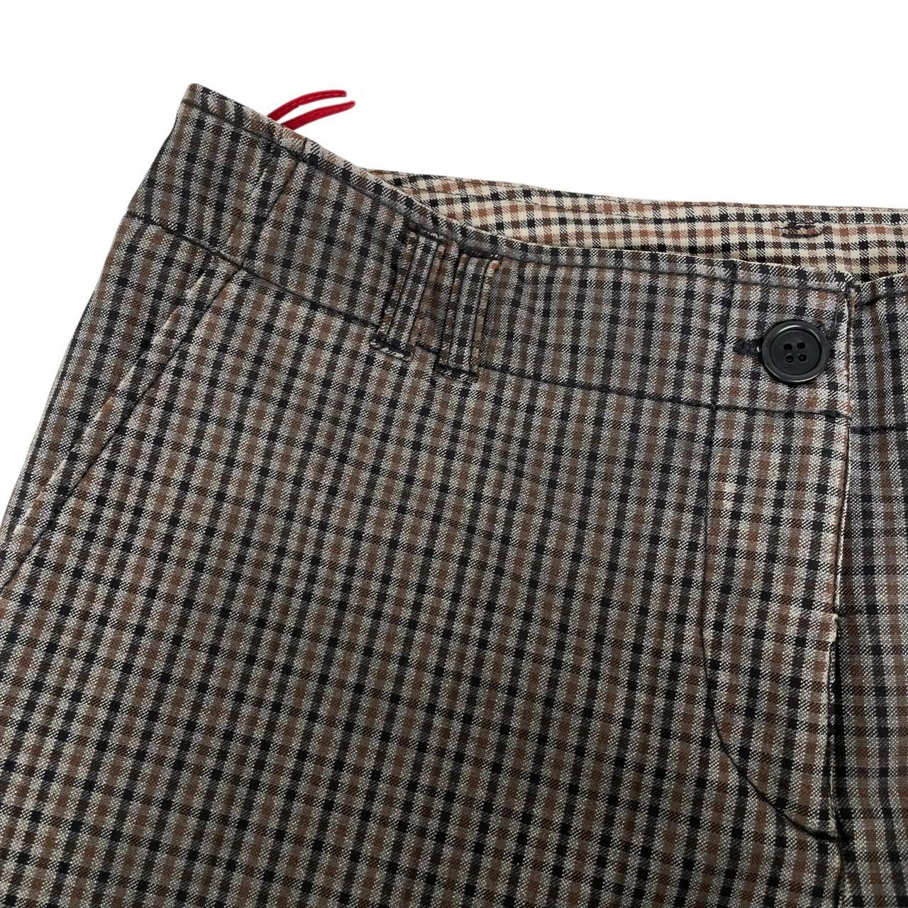 Vintage 00s Prada Sport Brown Check High Waisted Flared Trousers