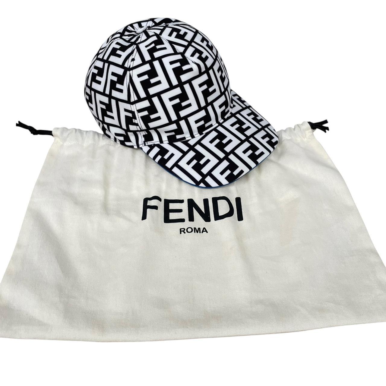 Fendi Black and White FF Zucca Monogram Canvas Baseball Cap