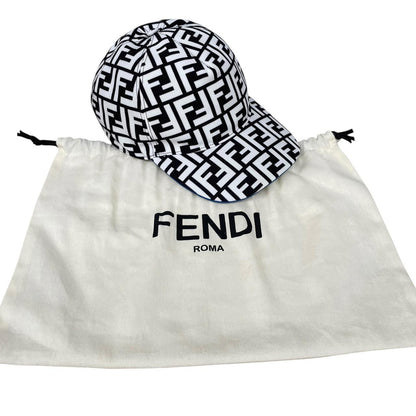 Fendi Black and White FF Zucca Monogram Canvas Baseball Cap