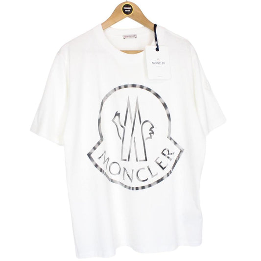 Moncler White Logo Print Short Sleeve Cotton T-Shirt