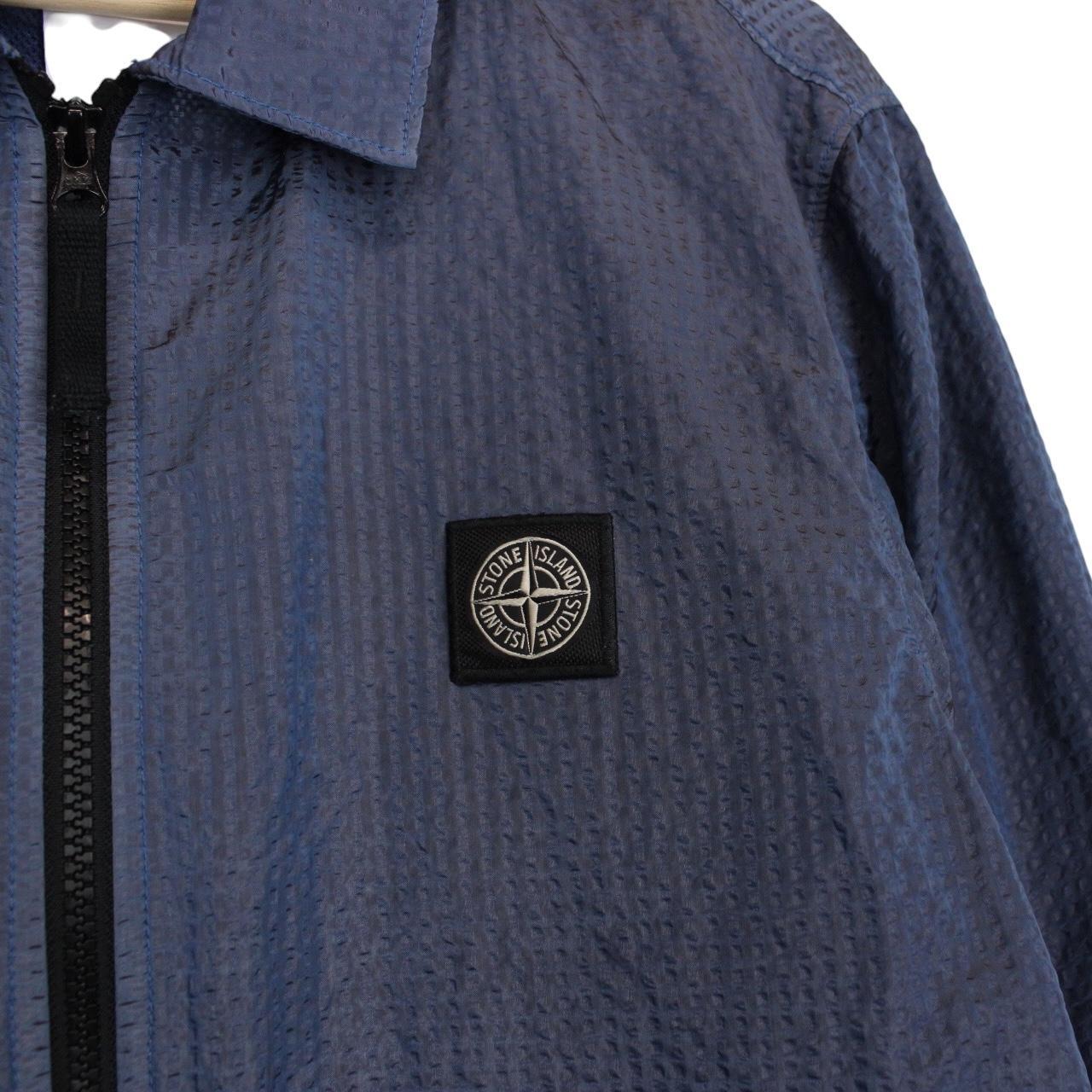 Stone Island AW 2020 Blue Seersucker Weft Nylon Metal Overshirt Jacket