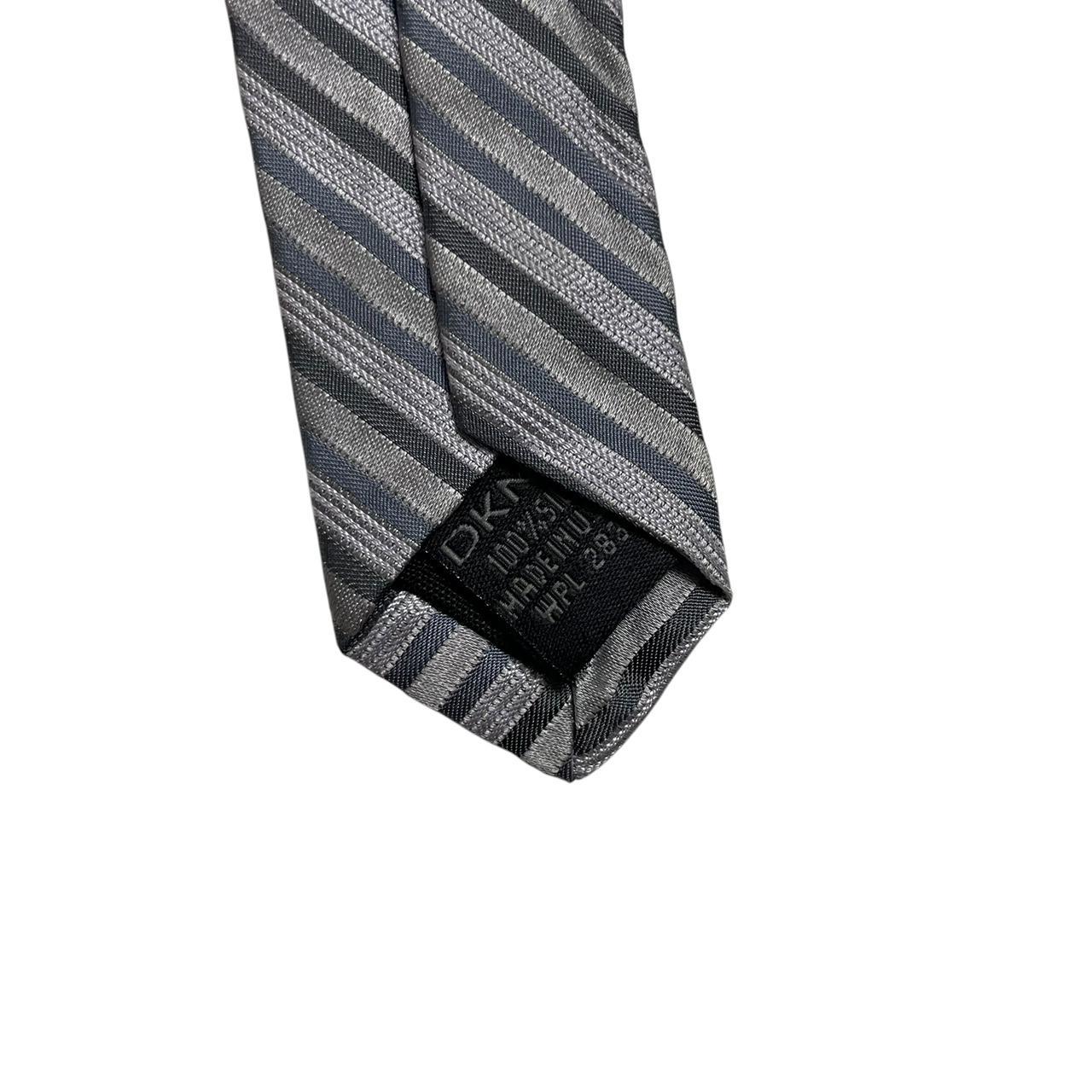 Vintage DKNY Silver Striped Silk Tie