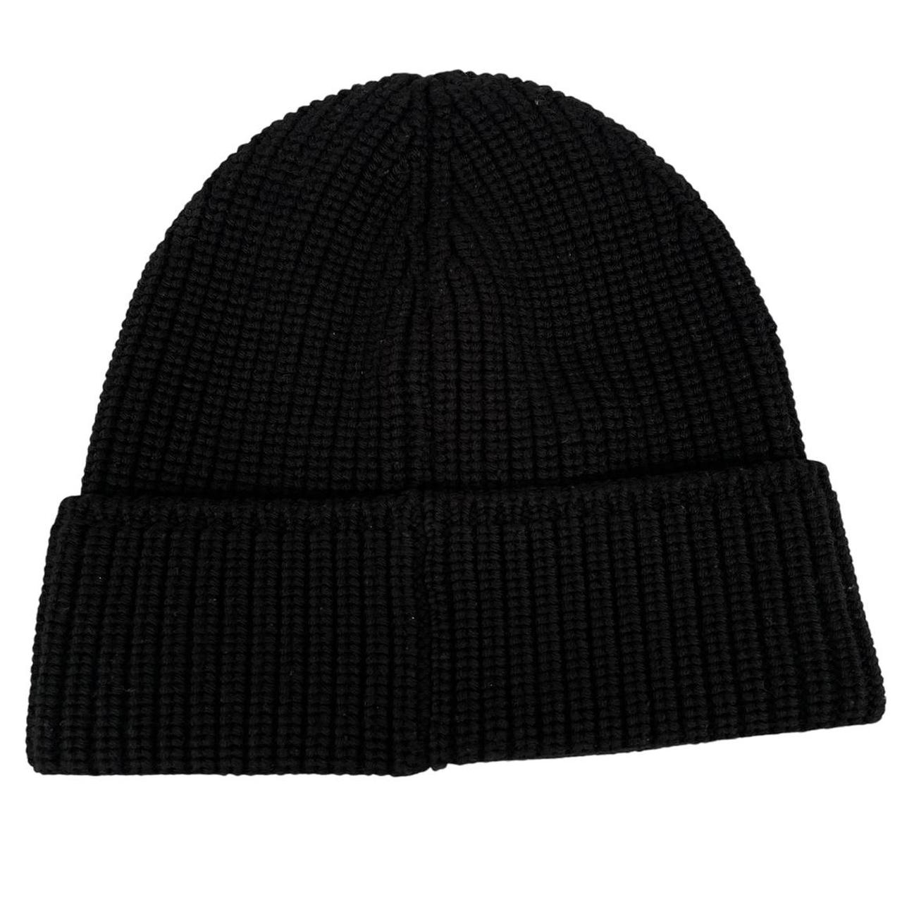 Canada Goose black beanie hat ribbed wool with embroidered logo detail.